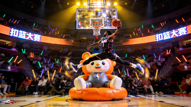 NBA全明星赛扣篮大赛 - 球员飞跃障碍物扣篮精彩画面